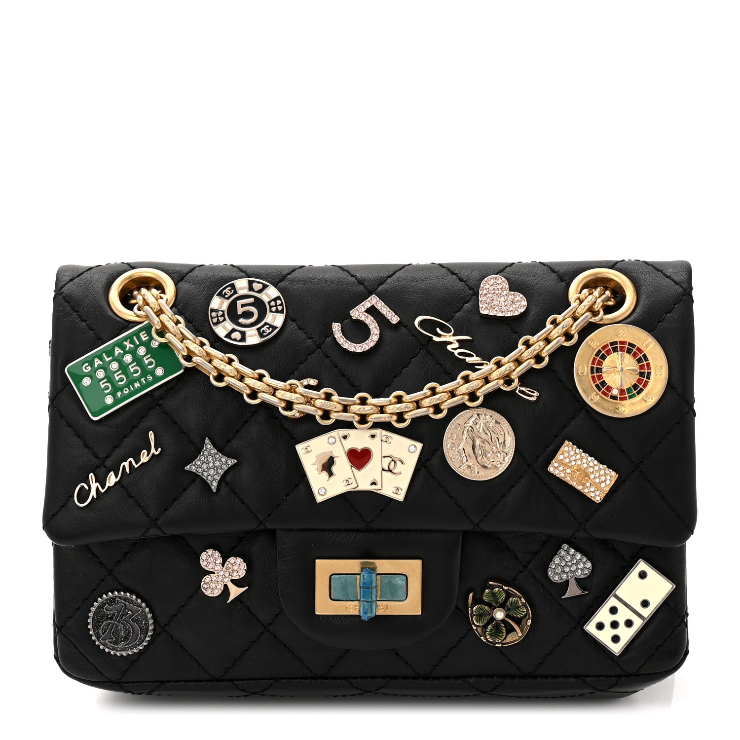 Chanel Aged Calfskin Lucky Charms 2.55 Reissue 224 Flap Black 1 of 10