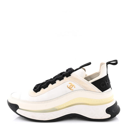 Chanel Velvet Calfskin Mixed Fibers CC Sneakers 36 Ivory Black 1 of 9