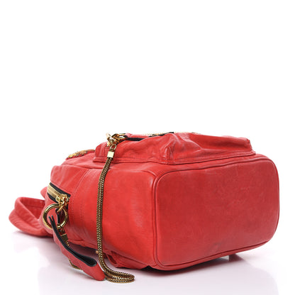 MCM Lambskin Fox Fur Small Stark Insignia Backpack Red 3 of 19