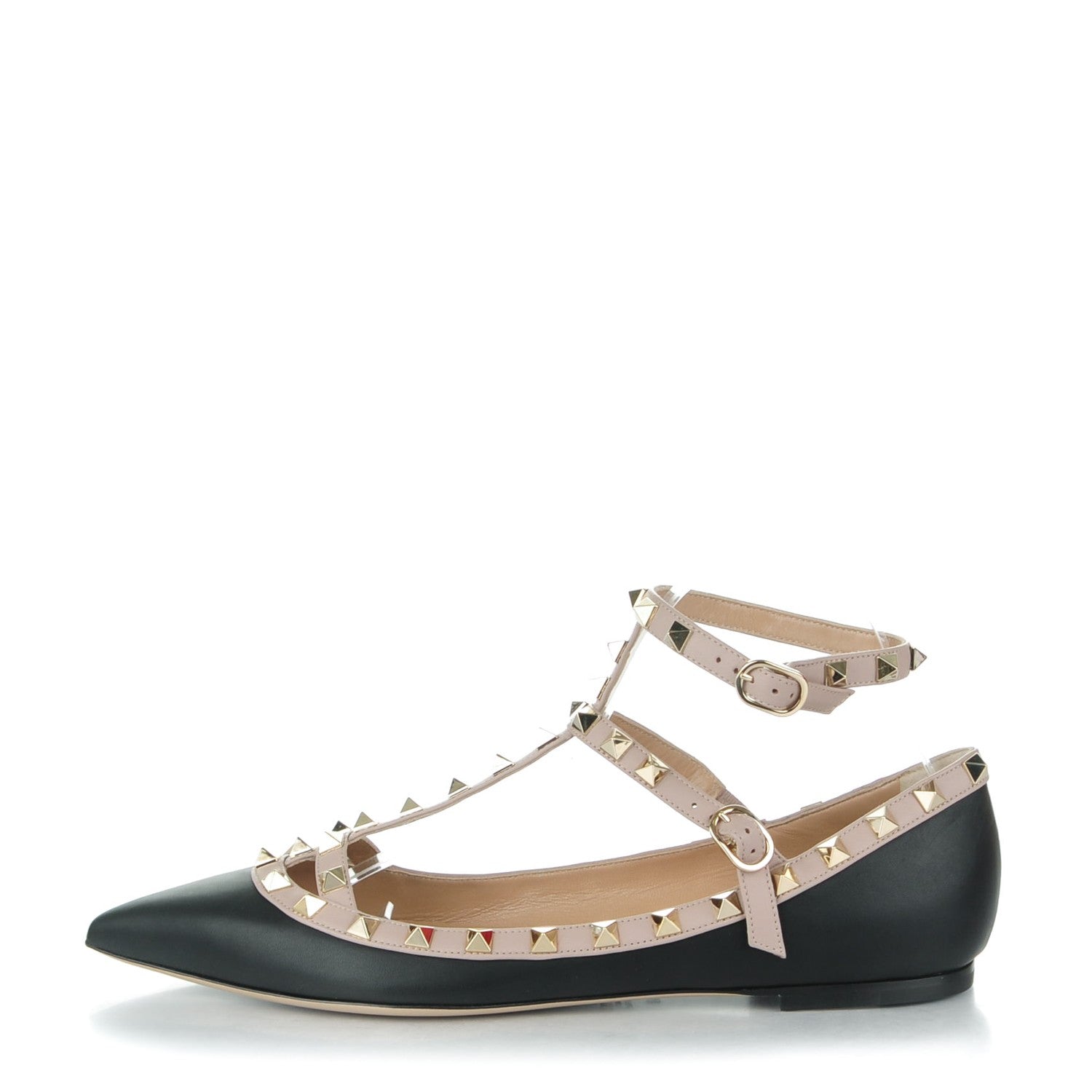 Valentino Garavani Nappa Rockstud Cage Ballerina Flats 40 Black Poudre 1 of 7