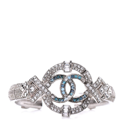Chanel Baguette Crystal CC Bangle Blue Silver 1 of 5