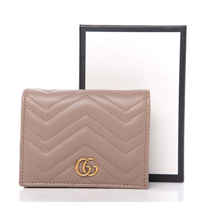 Gucci Calfskin Matelasse GG Marmont Card Case Wallet Porcelain Rose 7 of 7