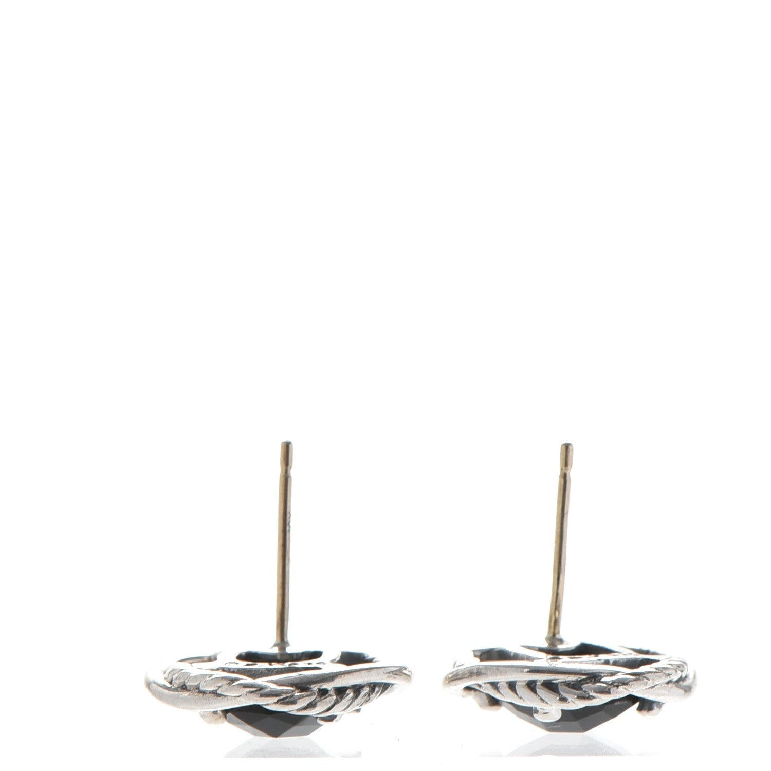 David Yurman Sterling Silver Black Onyx 7mm Infinity Earrings 3 of 7