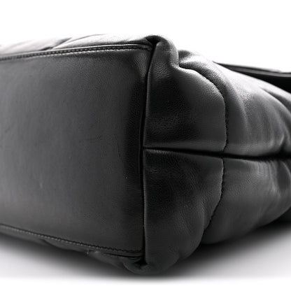 Saint Laurent Lambskin Quilted Medium Loulou Puffer Monogram Chain Satchel Black 10 of 13