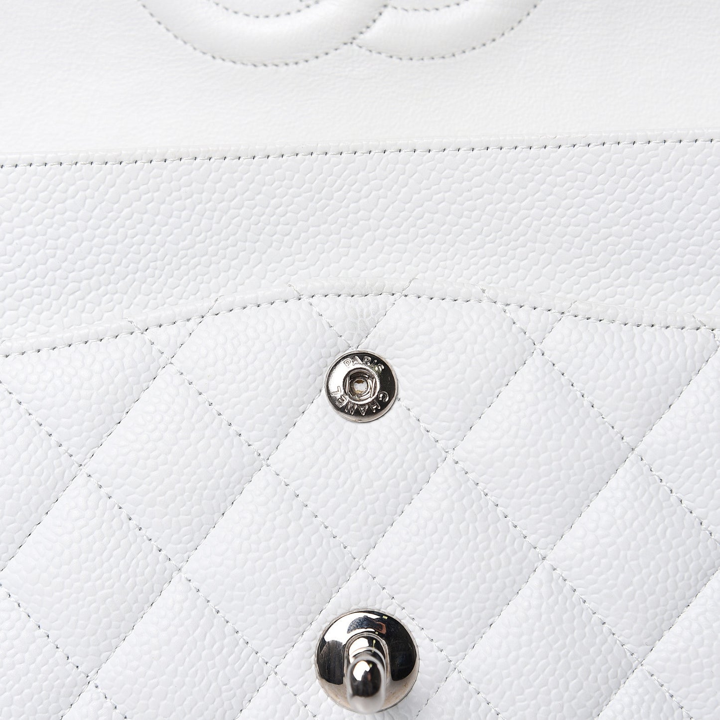 Caviar Quilted Medium Double Flap White