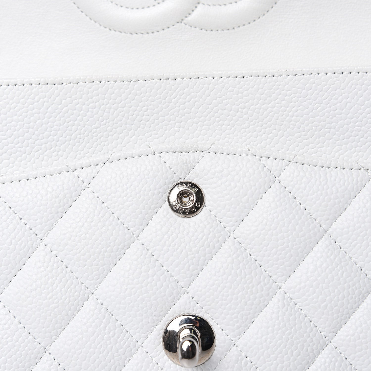 Chanel Caviar Quilted Medium Double Flap White 13 of 14