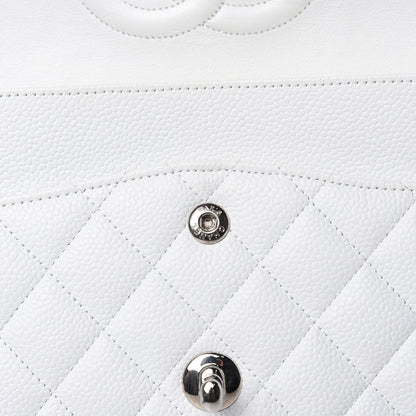 Chanel Caviar Quilted Medium Double Flap White 13 of 14