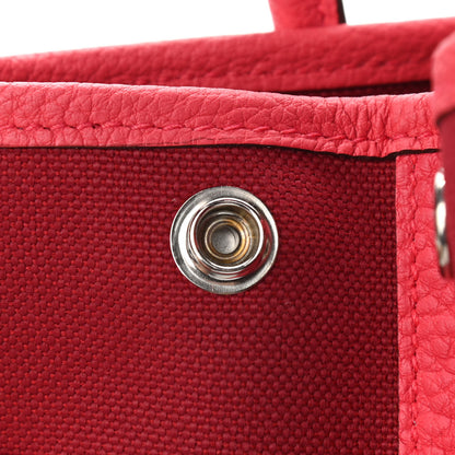 Hermes Toile Militaire Vache Country Garden Party Tote 30 Rouge Grenant Bougainvillea 13 of 17