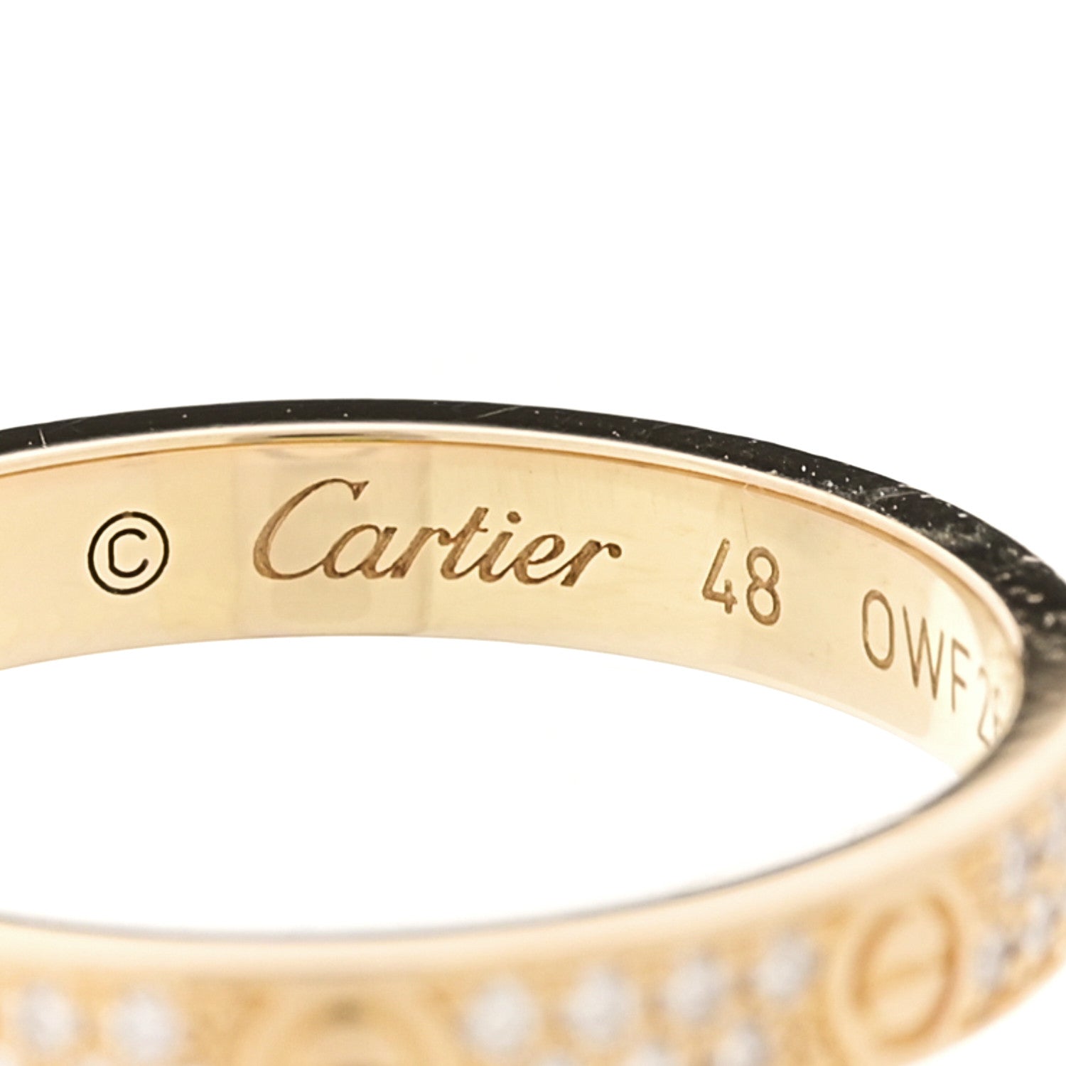Cartier 18K Yellow Gold Diamond 2.6mm LOVE Paved Band Ring 48 4.5 4 of 5