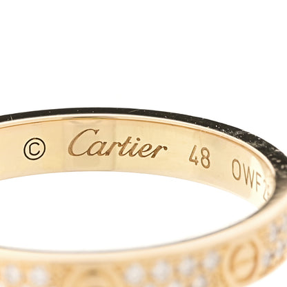 Cartier 18K Yellow Gold Diamond 2.6mm LOVE Paved Band Ring 48 4.5 4 of 5