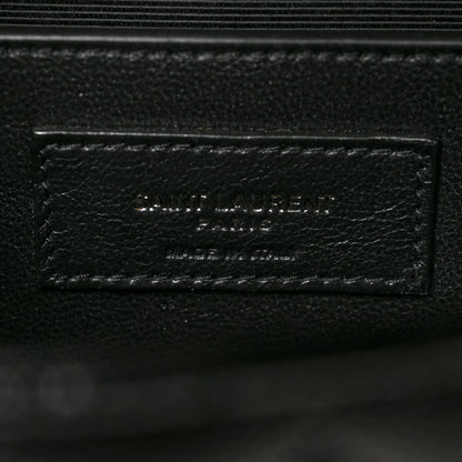 Saint Laurent Grain De Poudre Textured Mixed Matelasse Triquilt Medium Monogram Satchel Black 7 of 10