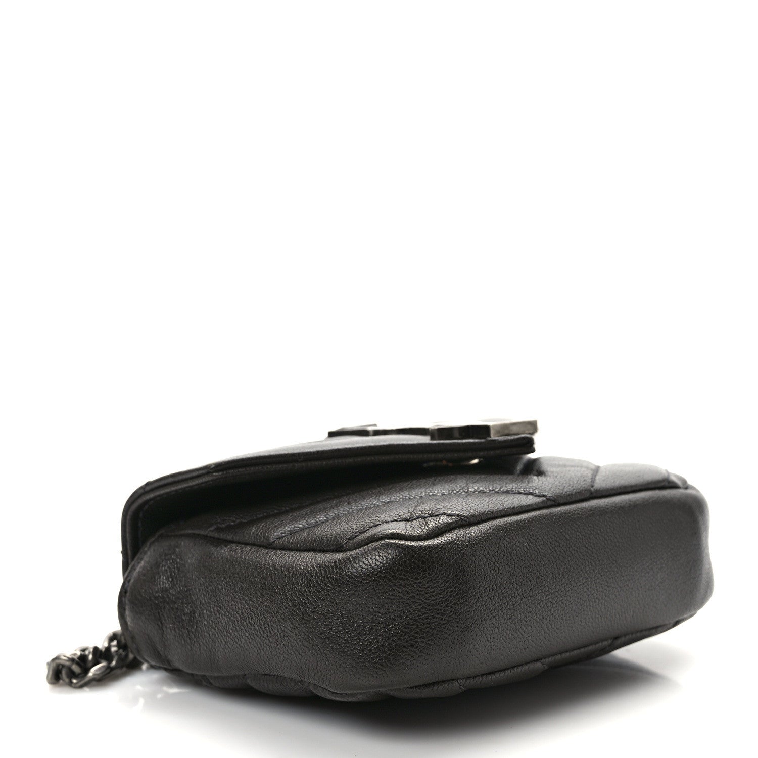 Saint Laurent Sheepskin Matelasse Chevron Monogram Mini College Bag Dark Anthracite 4 of 10