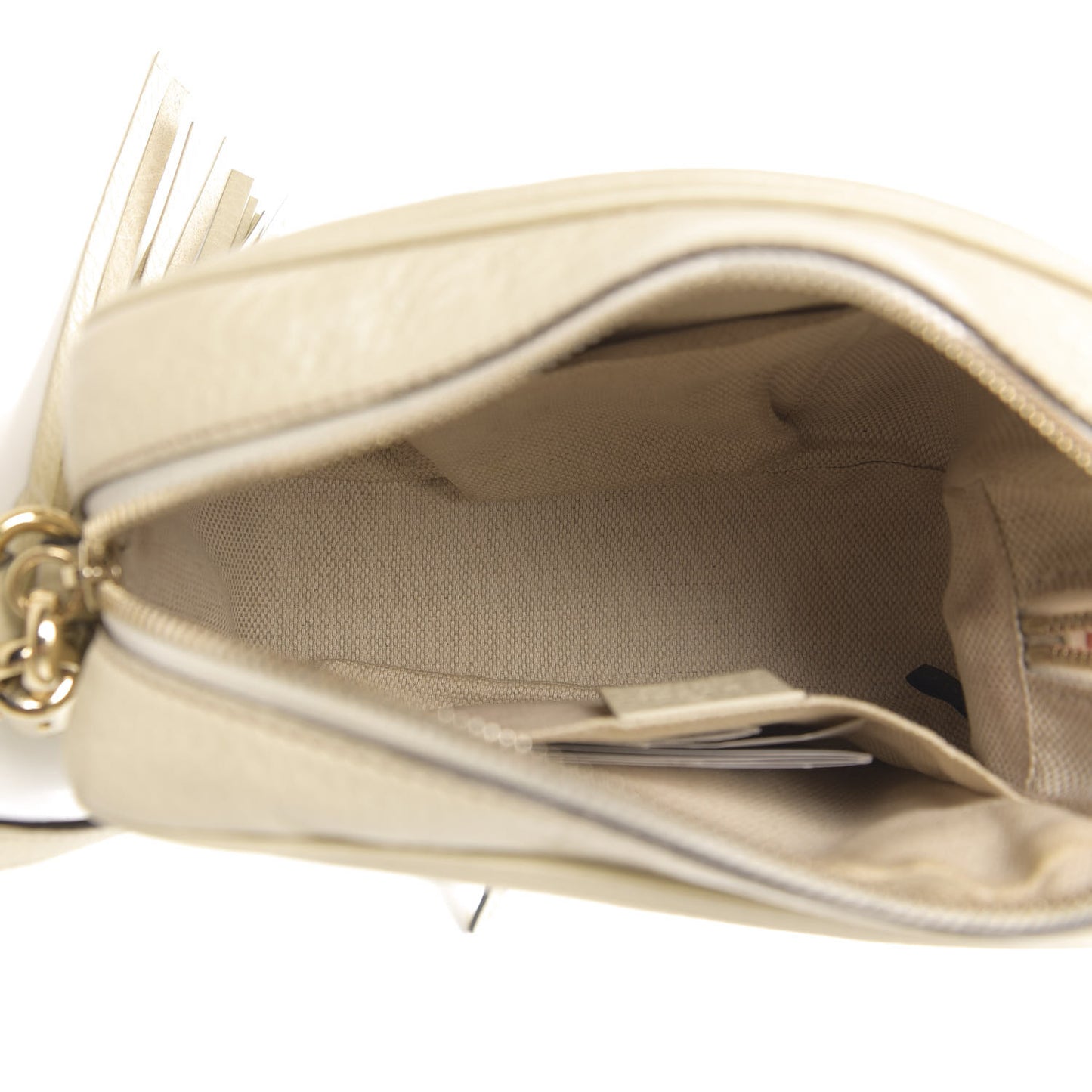 Pebbled Calfskin Small Soho Disco Bag Off White