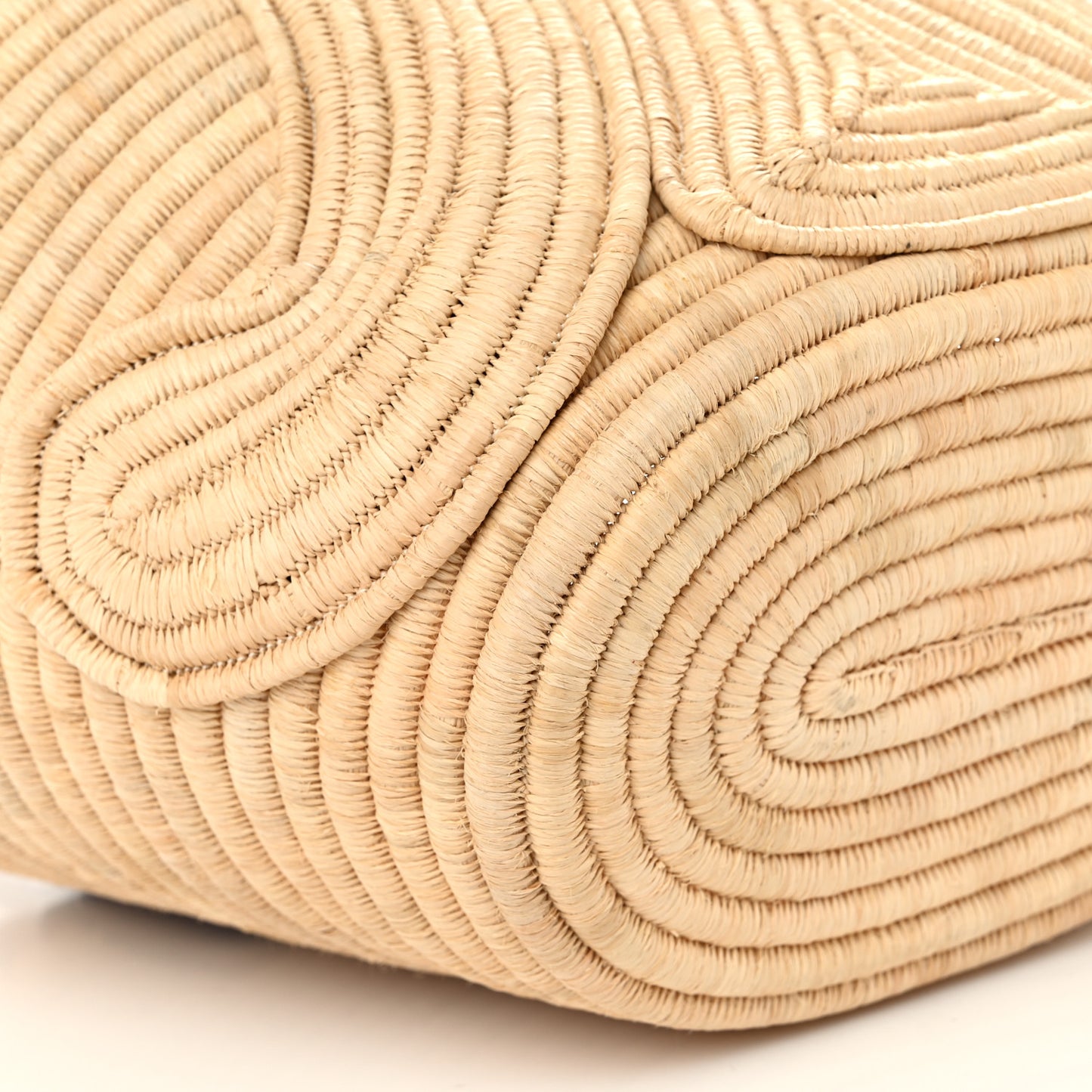 Braided Raffia Calfskin Triomphe Small Panier Tan