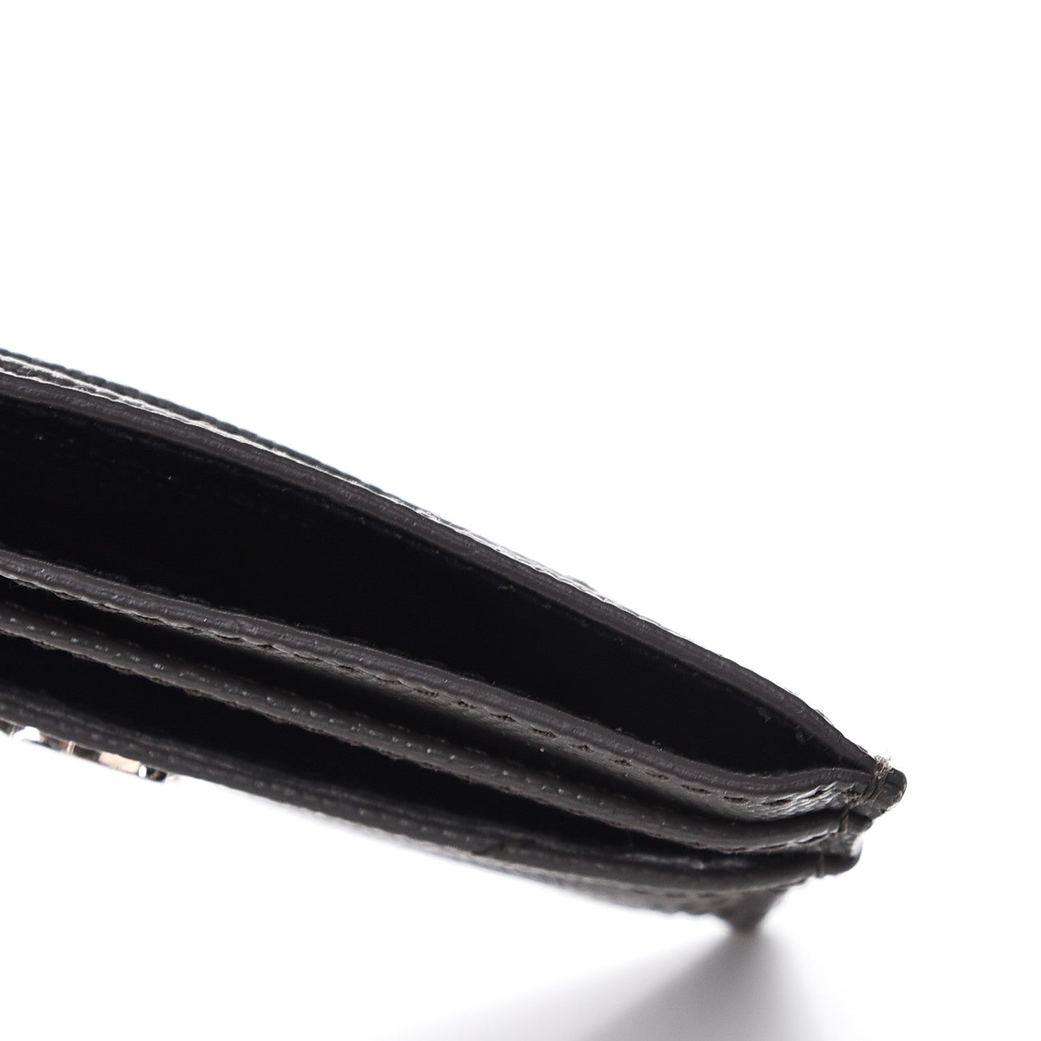 Saint Laurent Grain De Poudre Matelasse Chevron Monogram Credit Card Case Earth 8 of 9