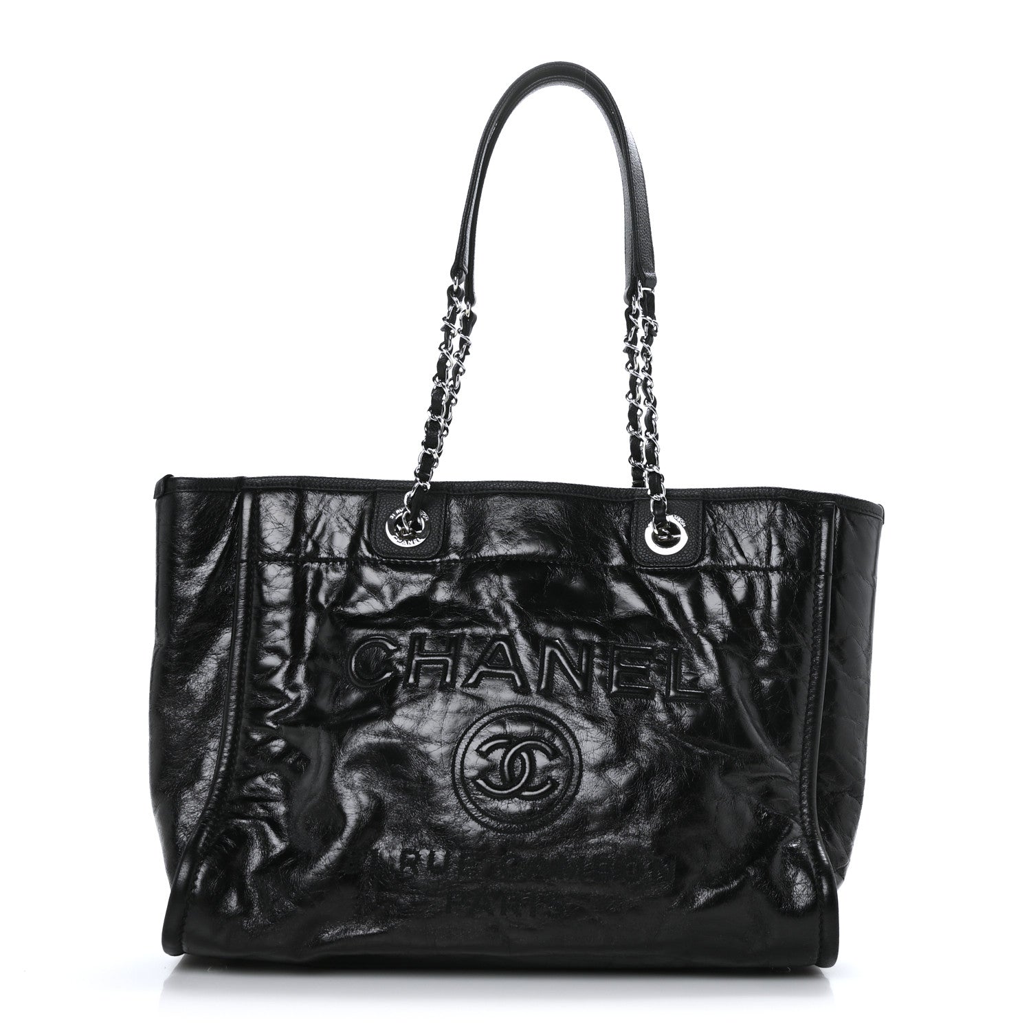 Chanel Glazed Calfskin Small Deauville Tote Black 1 of 11