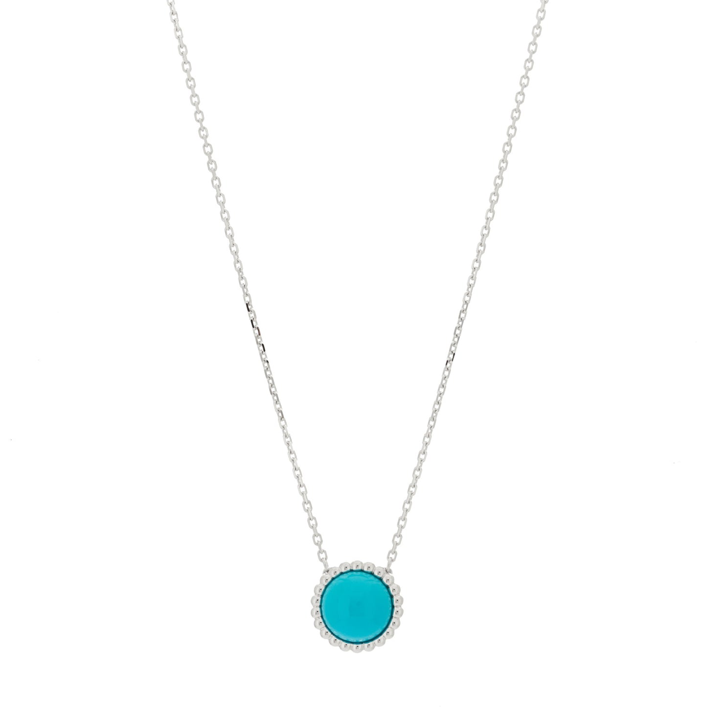 18K White Gold Turquoise Perlee Couleurs Pendant Necklace