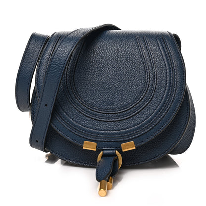 Chloe Grained Calfskin Small Marcie Saddle Bag Navy 1 of 8