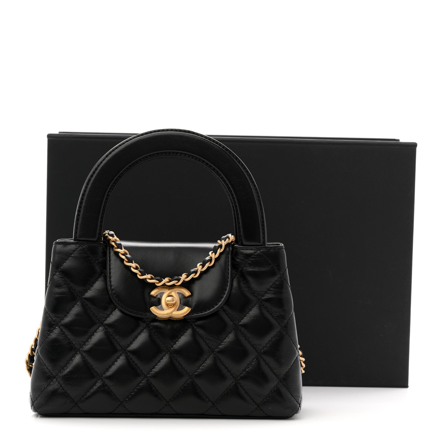 Chanel Shiny Aged Calfskin Quilted Nano Kelly Shopper Black 11 of 11