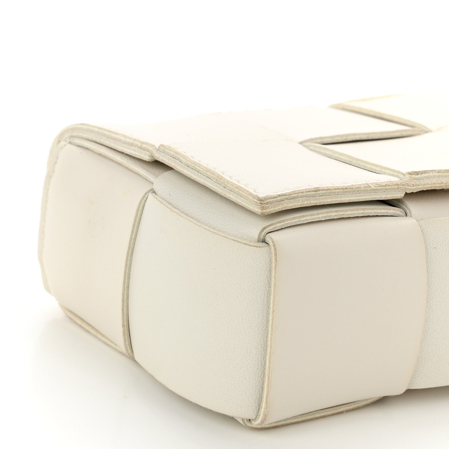 Bottega Veneta Lambskin Maxi Intrecciato Extra Mini Cassette Crossbody Bag White 8 of 9
