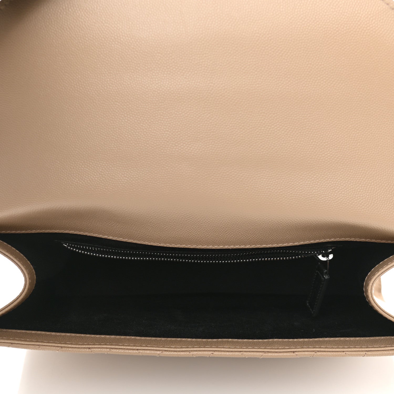 Saint Laurent Grain De Poudre Mixed Matelasse Large Triquilt Monogram Satchel Dark Beige 5 of 9