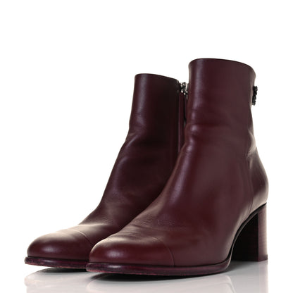 Chanel CC Ankle Boots 39.5 Burgundy 3 of 9