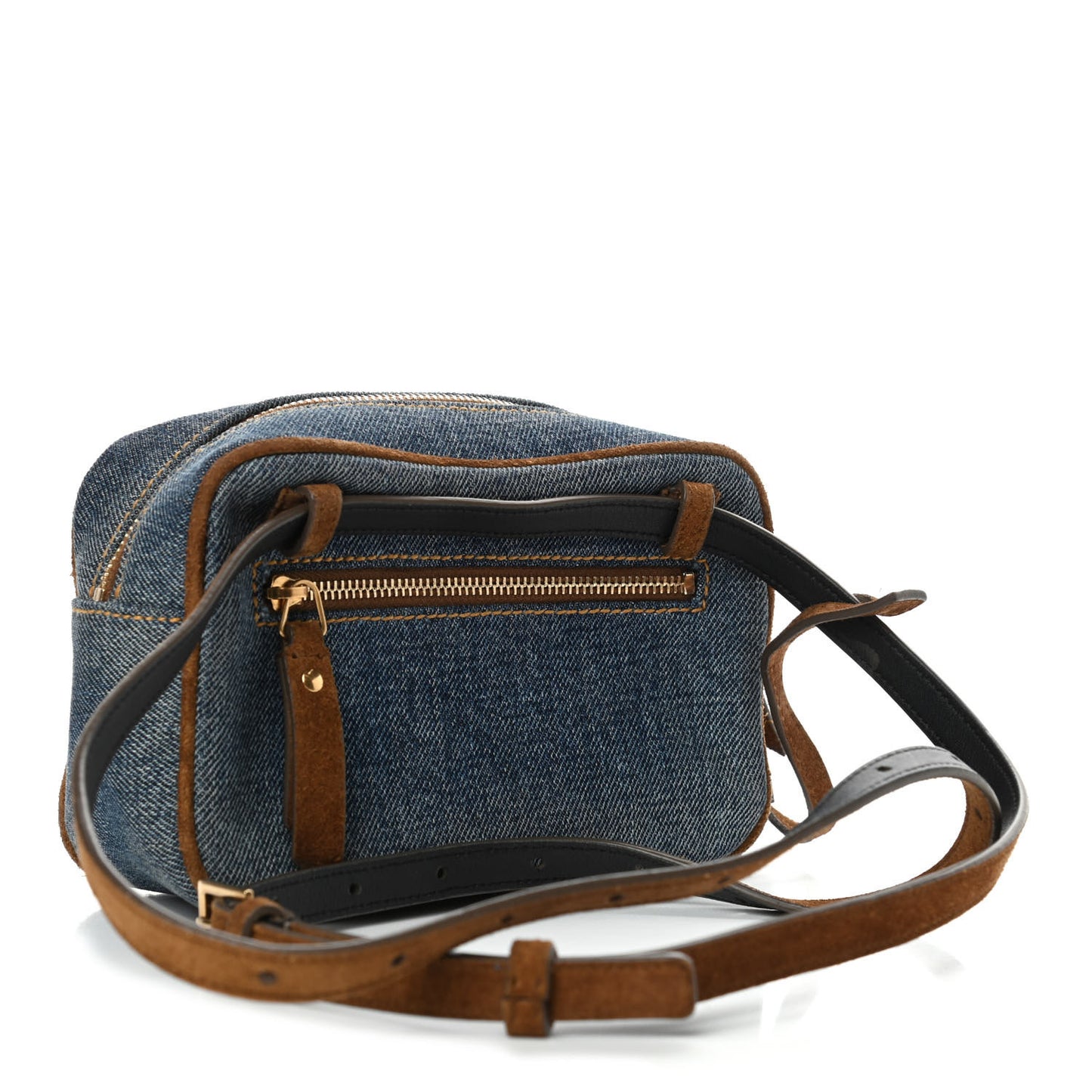 Washed Denim Vintage Suede Matelasse Monogram Lou Belt Bag Blue