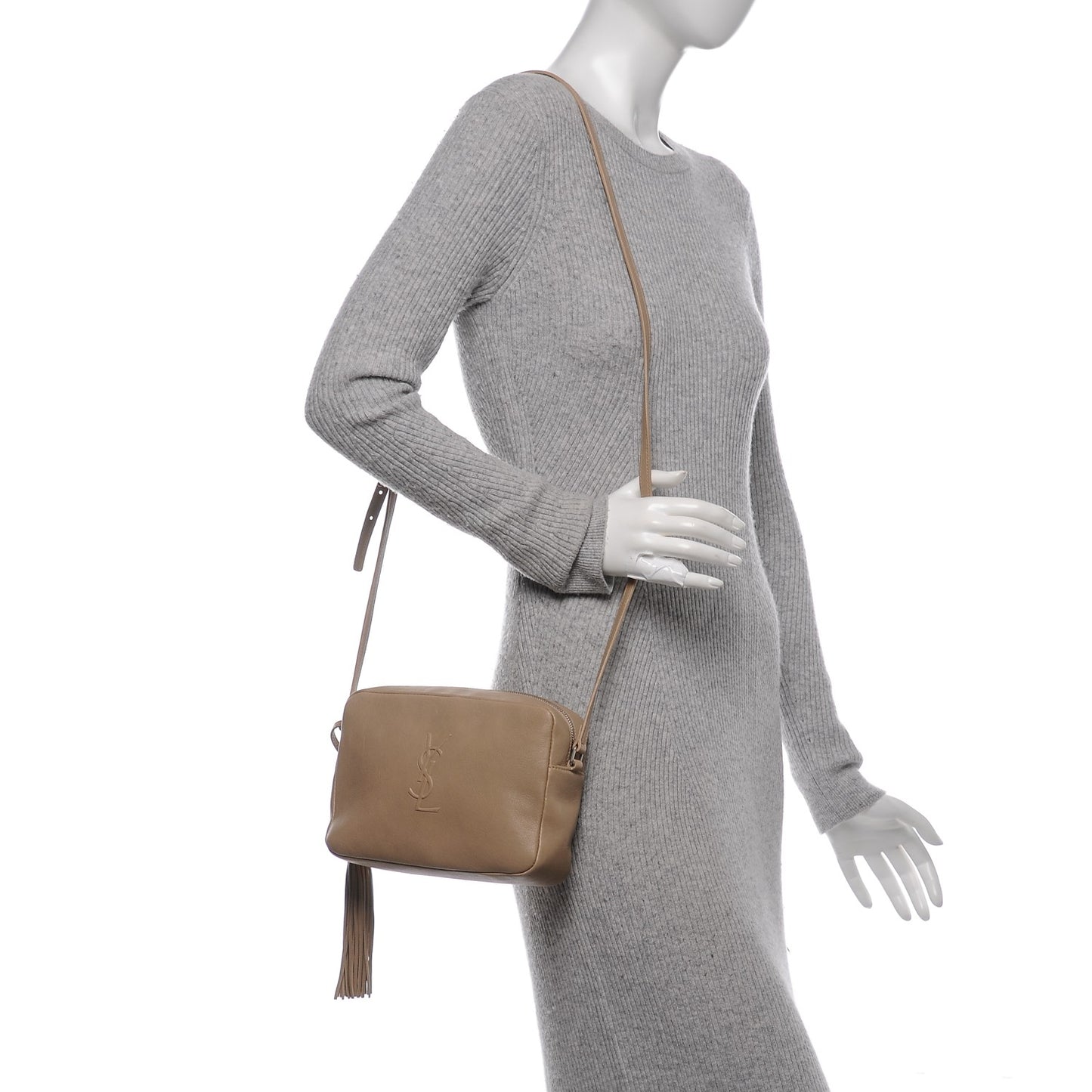 Lambskin Monogram Small Lou Camera Bag Dark Beige