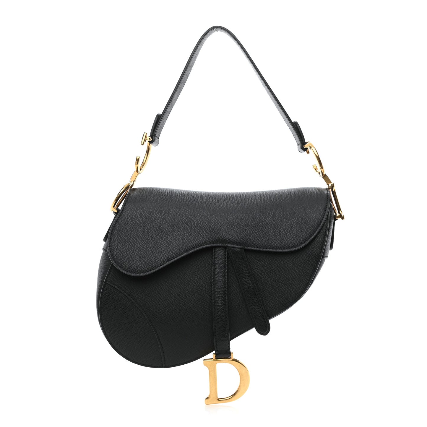 Grained Calfskin Saddle Bag Black