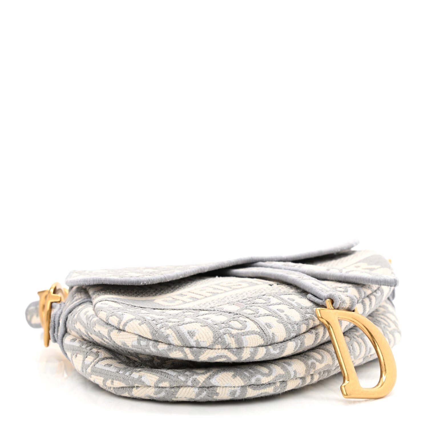 Christian Dior Oblique Embroidered Saddle Bag Gray 4 of 12
