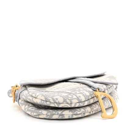 Christian Dior Oblique Embroidered Saddle Bag Gray 4 of 12