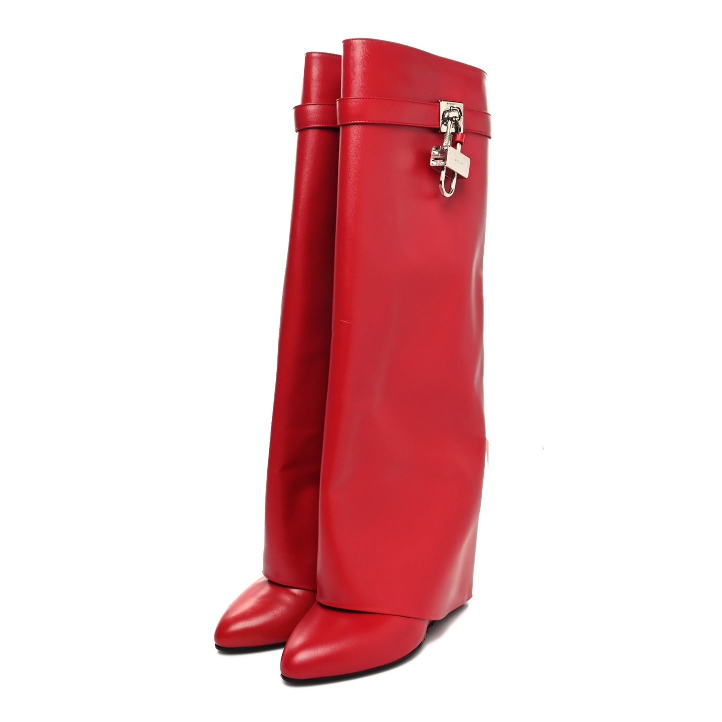 Calfskin Shark Lock Pant Boots 38.5 Red