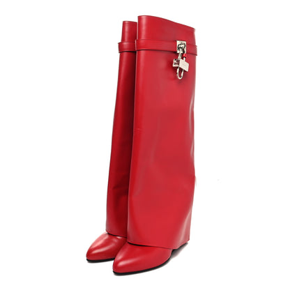 Givenchy Calfskin Shark Lock Pant Boots 38.5 Red 3 of 10