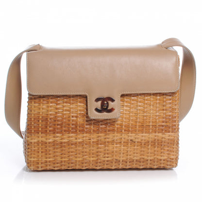 Chanel Straw Bag w Tortoise CC Lock 1 of 10