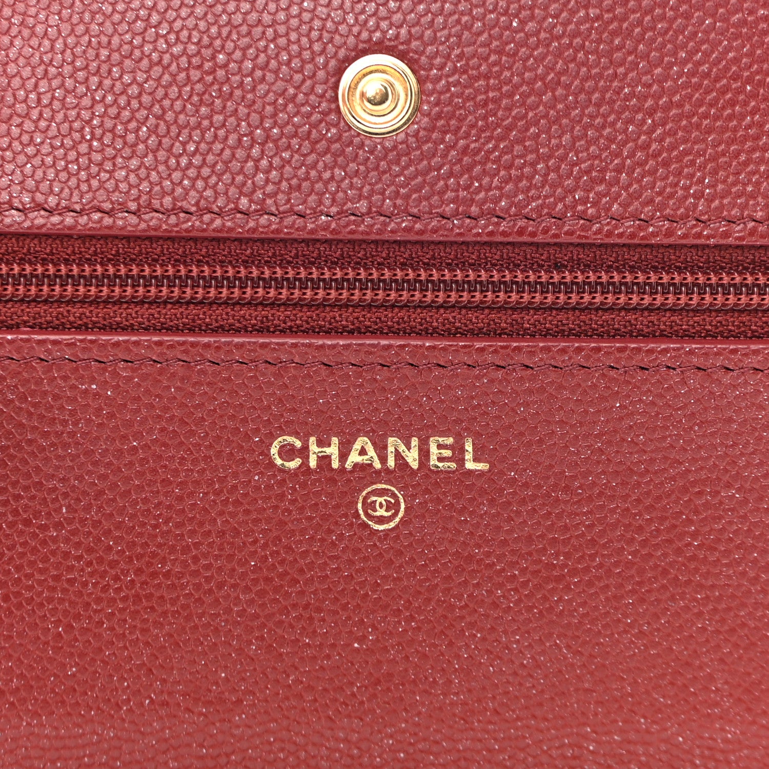 Chanel Metallic Caviar Quilted Wallet on Chain WOC Burgundy 6 of 11