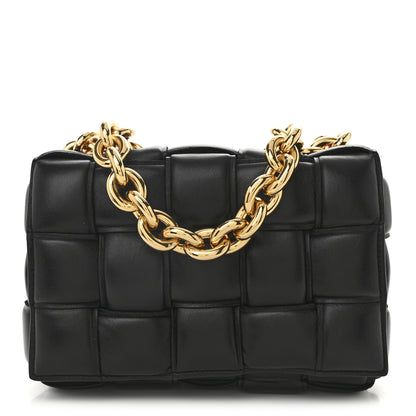 Bottega Veneta Lambskin Maxi Intreccio Padded Chain Cassette Crossbody Bag Black 1 of 12