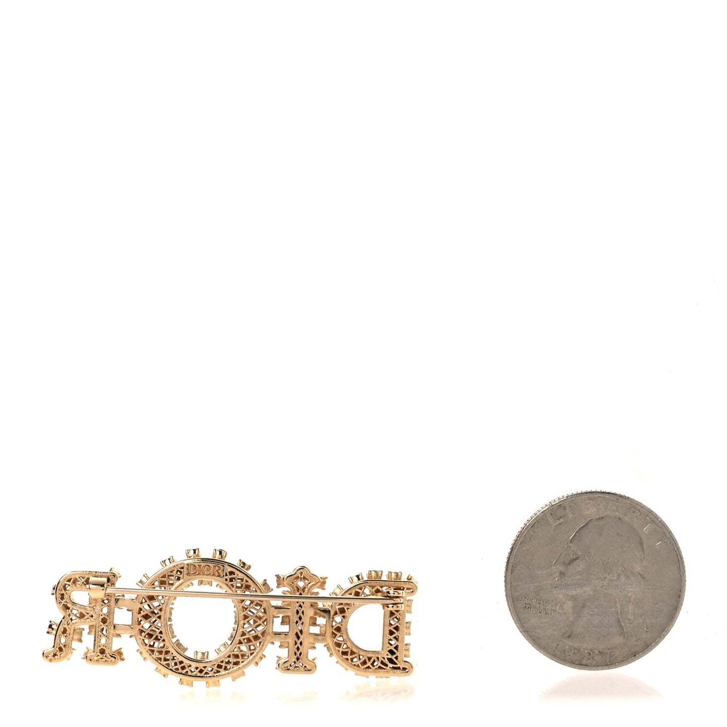 Metal Crystal Brooch Gold