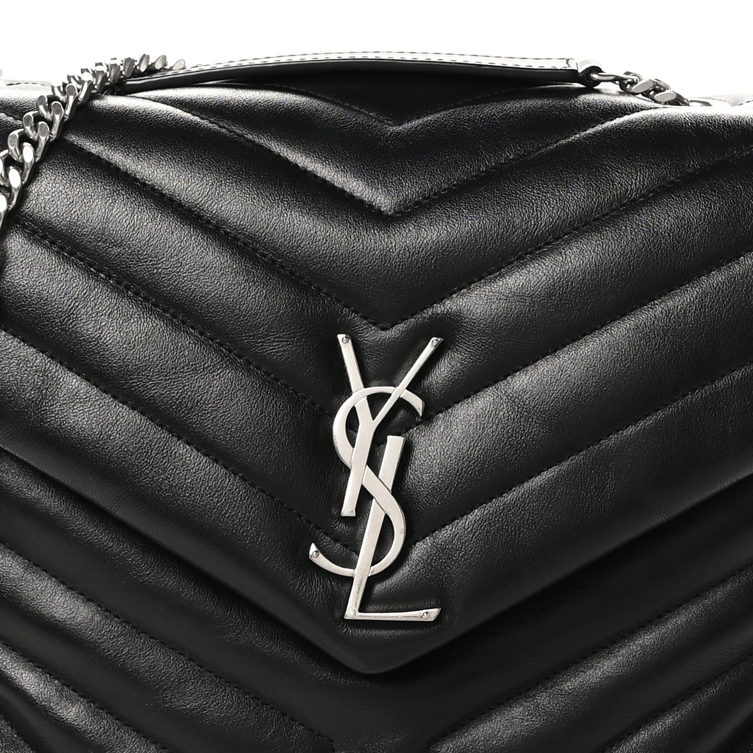 Saint Laurent Calfskin Y Quilted Monogram Medium Loulou Chain Satchel Black 8 of 10