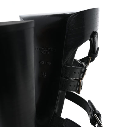 Saint Laurent Calfskin 105 Platz Platform Sandals 35 Black 9 of 14