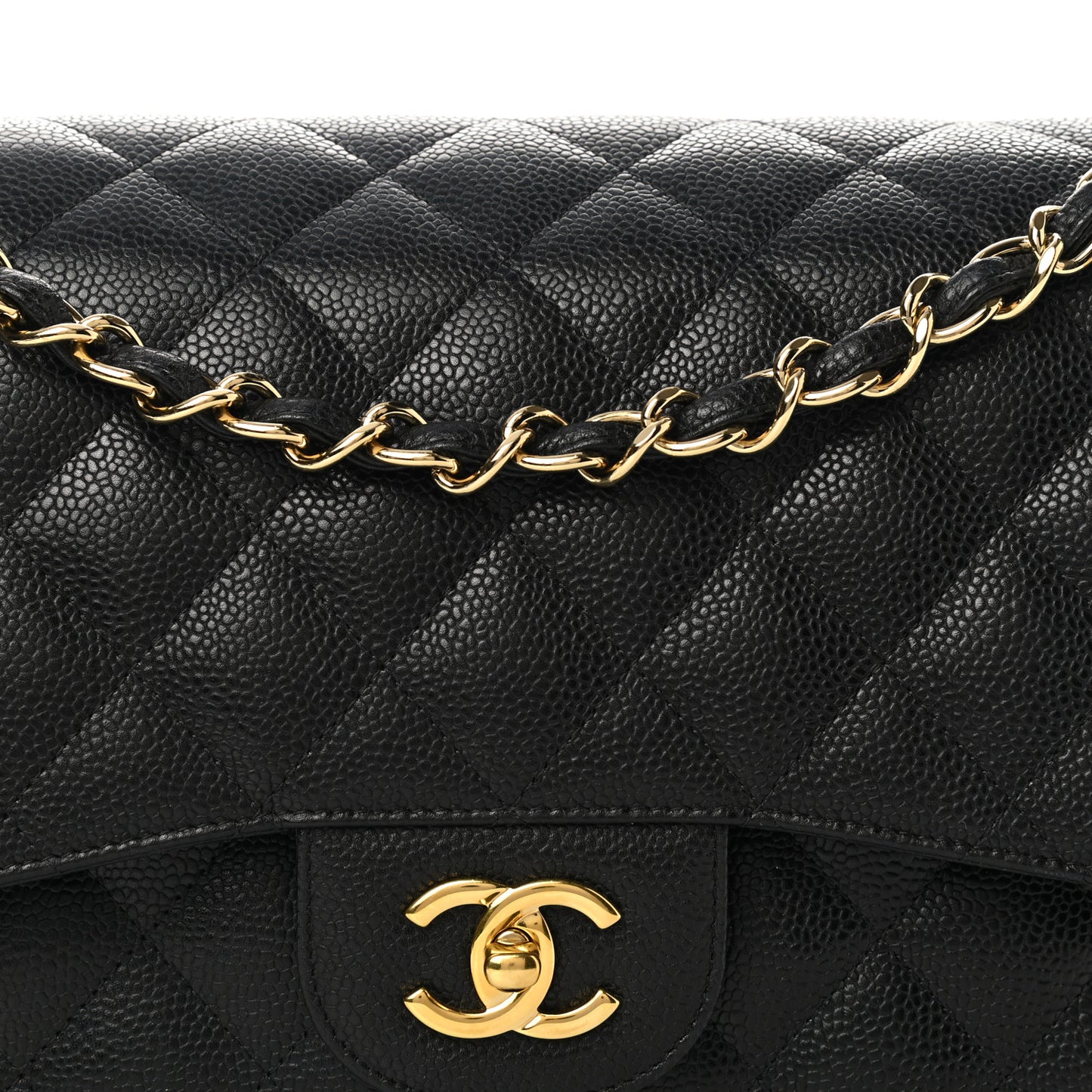 Caviar Quilted Jumbo Double Flap Black