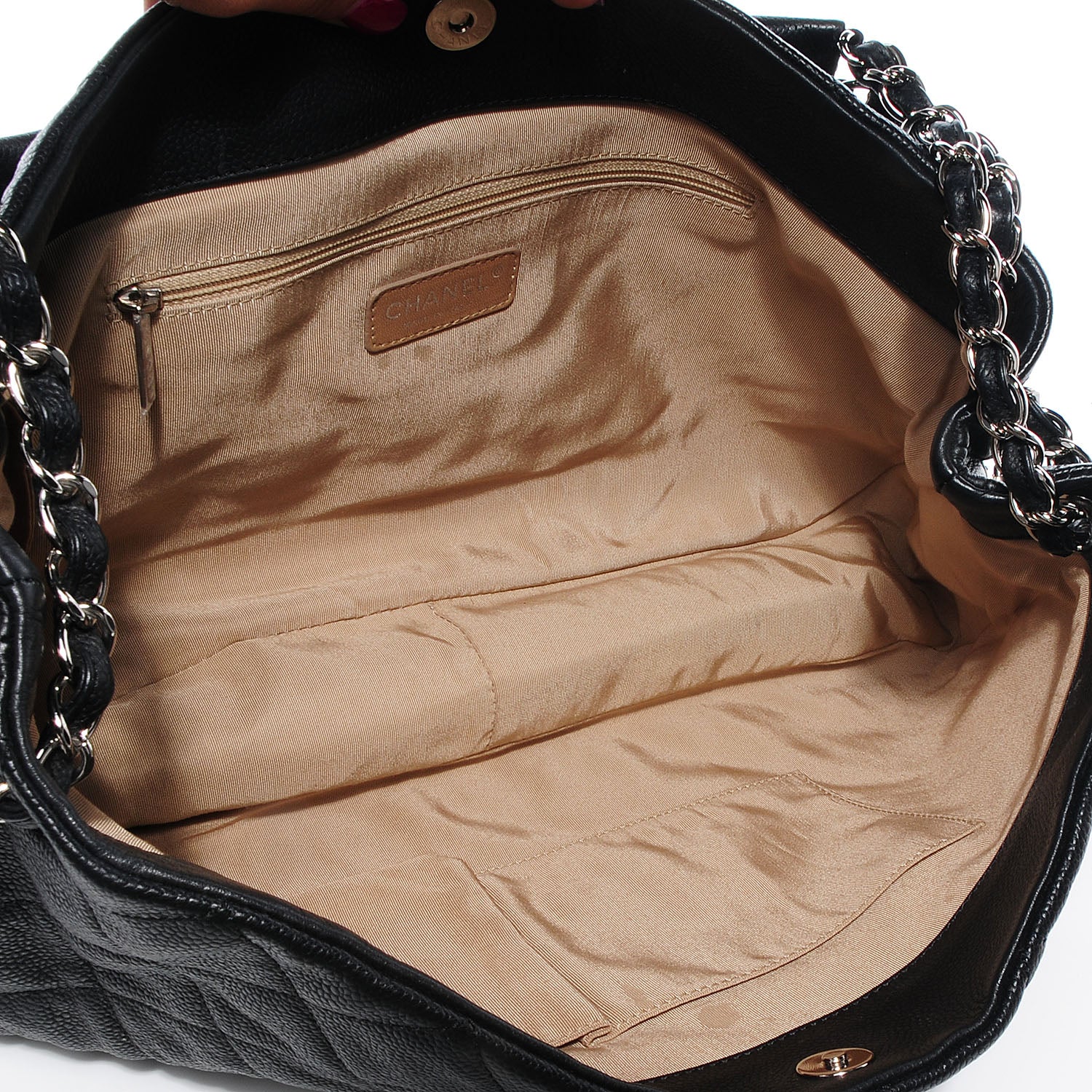 Chanel Caviar Expandable Zip Shoulder Bag Black 5 of 7