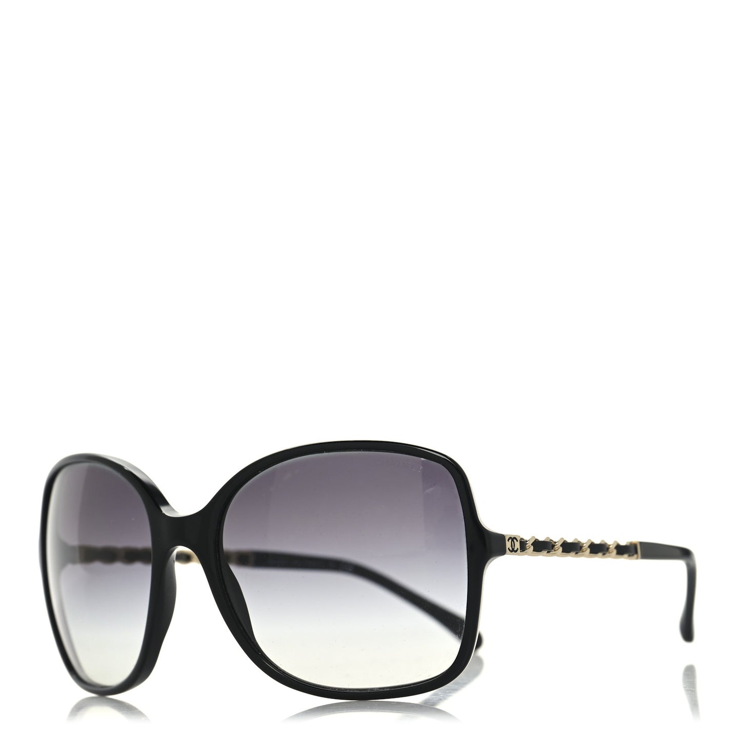 Lambskin Square Chain Sunglasses 5210-Q Black