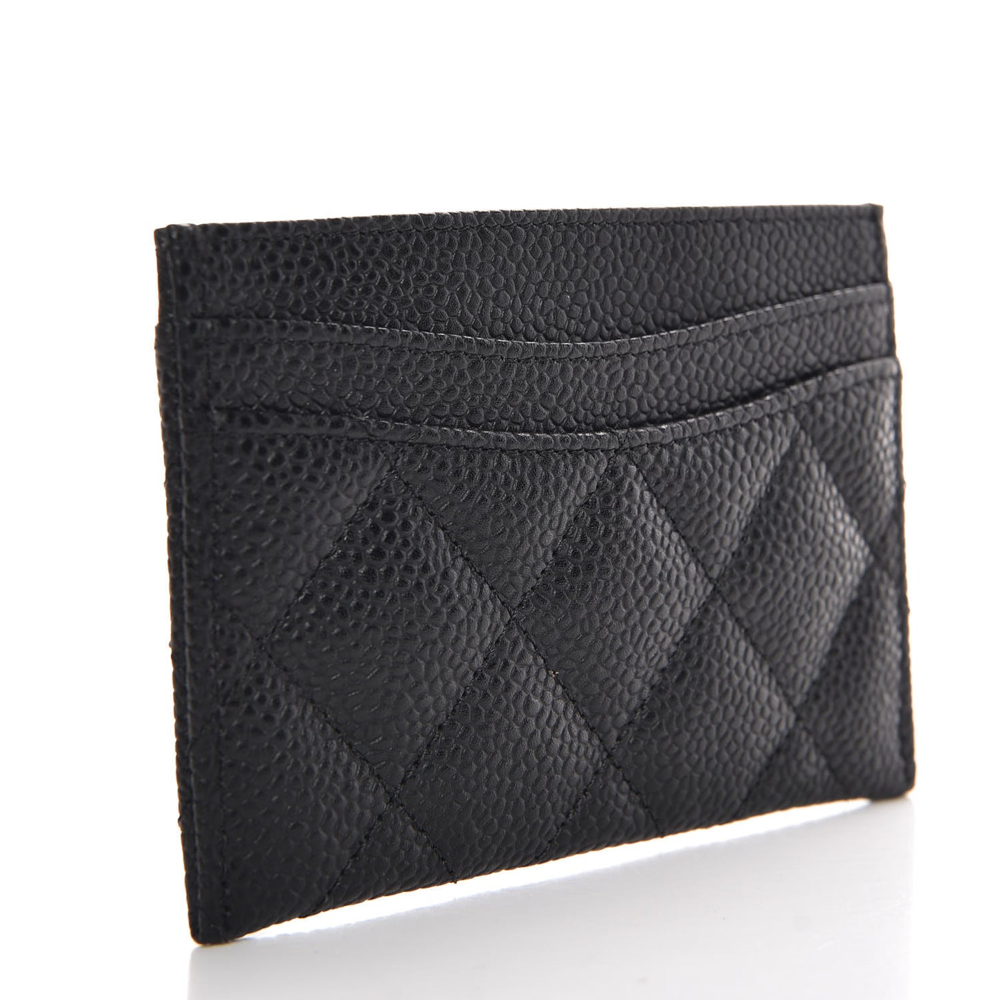 Caviar Quilted Card Holder Black
