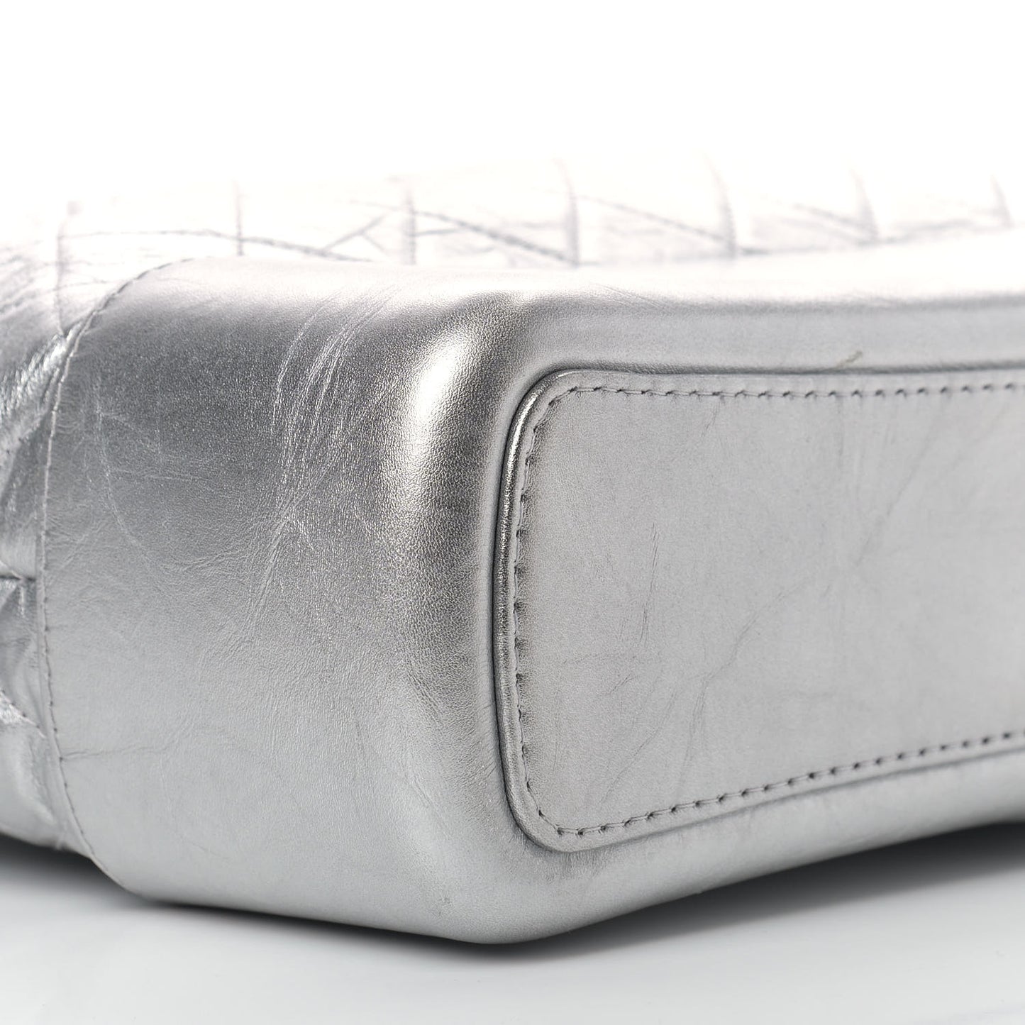 Metallic Lambskin Calfskin Quilted Large Gabrielle Hobo Silver