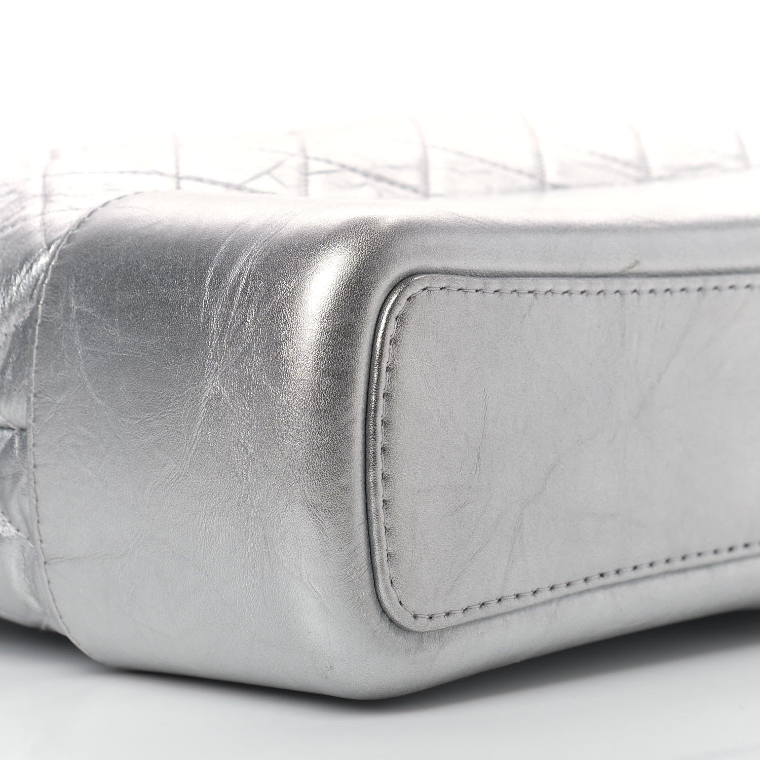 Chanel Metallic Lambskin Calfskin Quilted Large Gabrielle Hobo Silver 8 of 12
