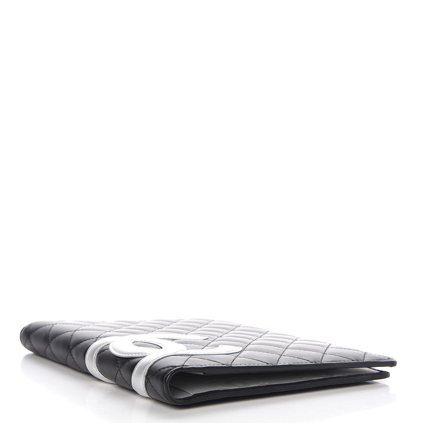 Calfskin Quilted Large Cambon Agenda Planner Black Silver