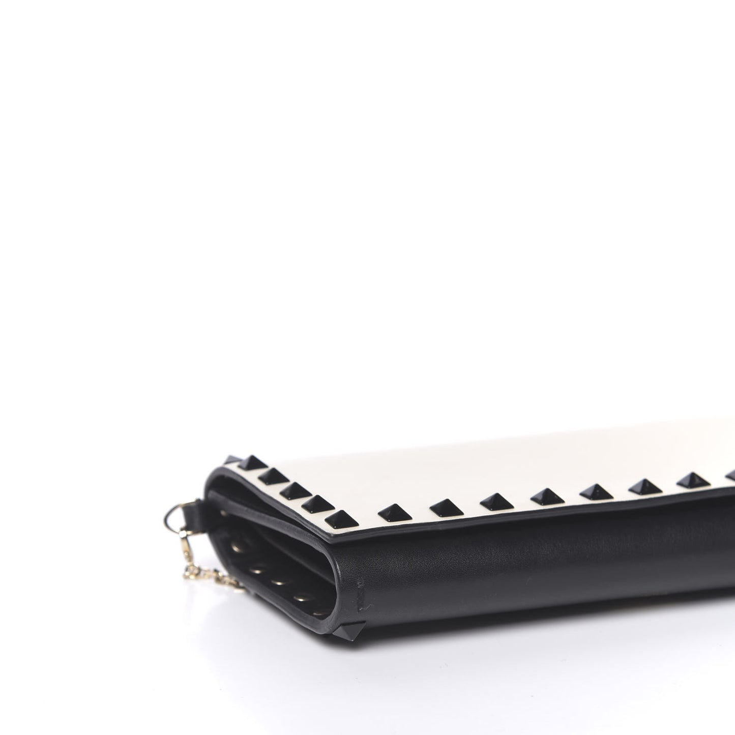 Vitello Rockstud Flap Wallet On Chain Ivory Black