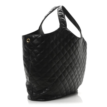 Saint Laurent Lambskin Quilted Maxi Icare Shopping Tote Black 4 of 11