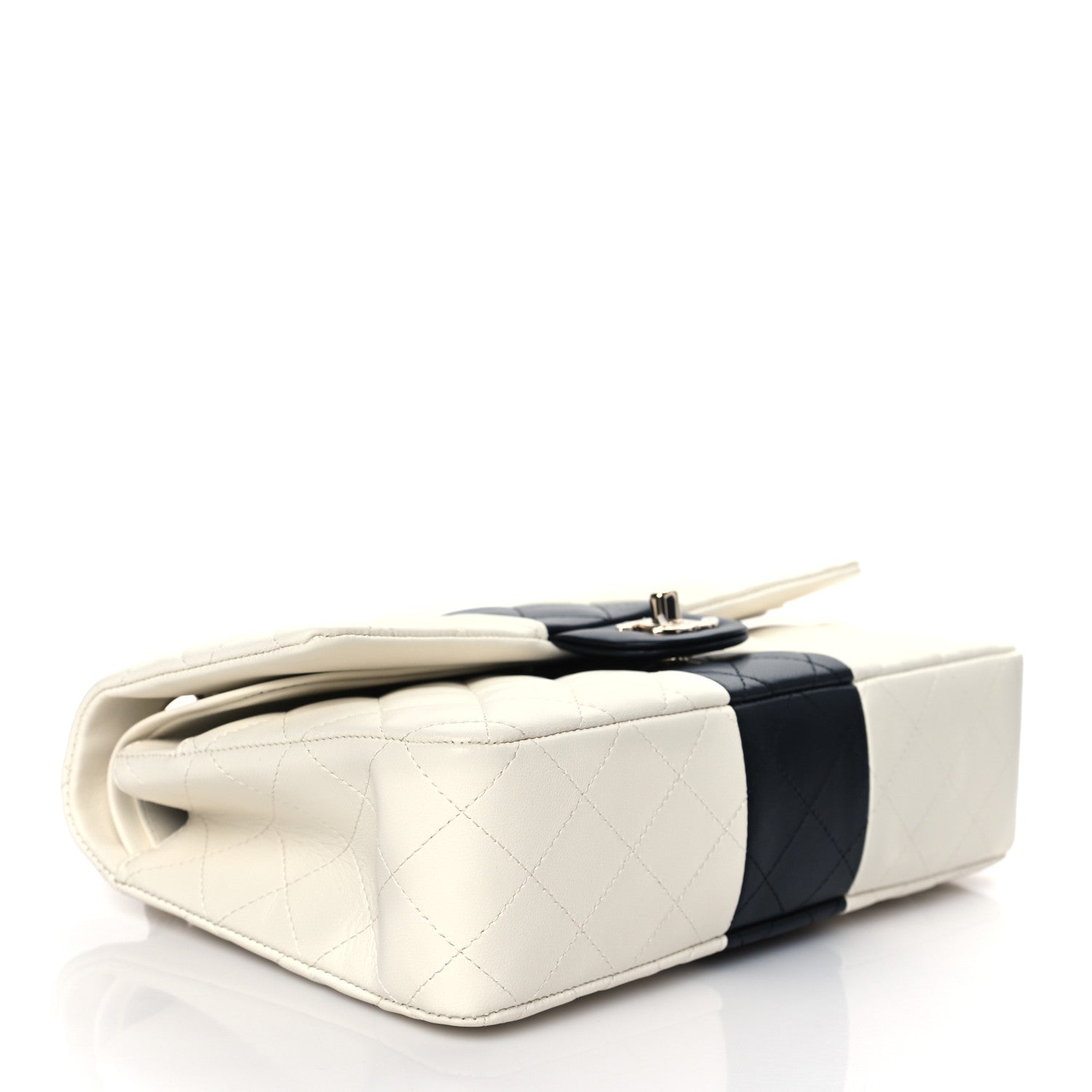 Chanel Lambskin Quilted Medium Double Flap Black White 3 of 10