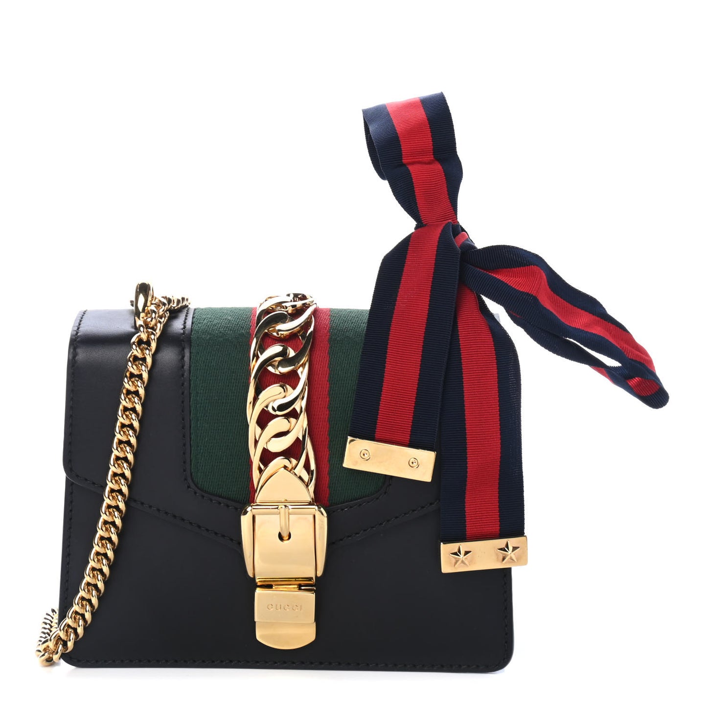 Calfskin Mini Sylvie Chain Shoulder Bag Black